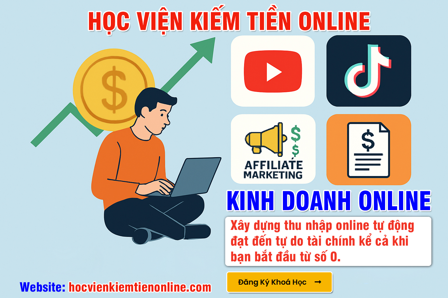 Học Kiếm Tiền Online Từ A đến Z – Bắt Đầu Hành Trình Tự Do Tài Chính Cùng Học Viện Kiếm Tiền Online